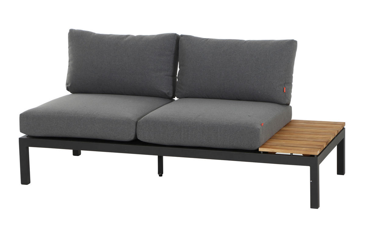 LOUNGEGARNITUR 15-teilig   252/84/252 cm Teakholz massiv Aluminium  - Anthrazit/Grau, KONVENTIONELL, Holz/Textil (252/84/252cm) - Siena Garden