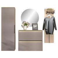 GARDEROBE 4-teilig  in 227/195/37 cm  - Eichefarben/Grau, Design, Glas/Holzwerkstoff (227/195/37cm) - Voleo