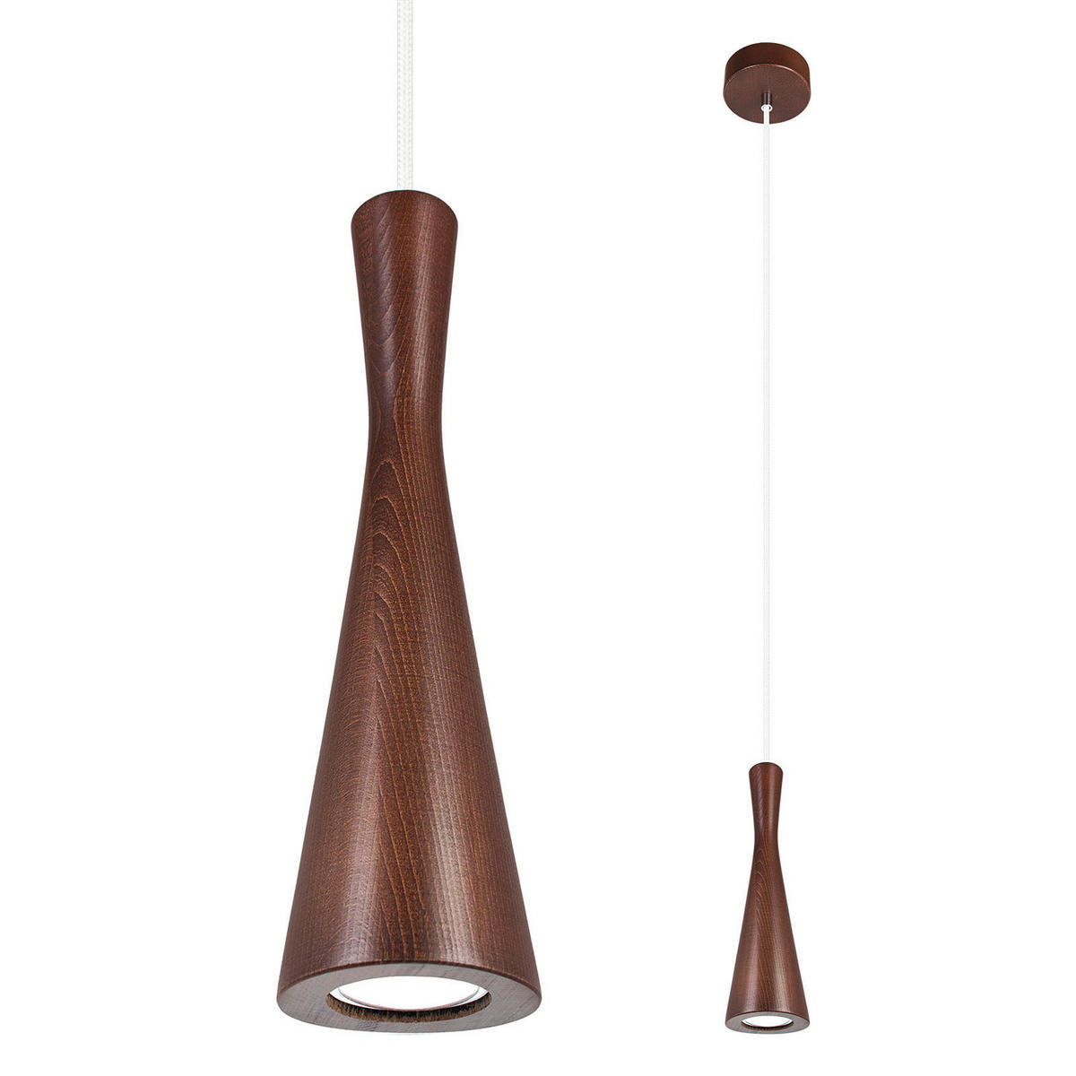 ZÁVĚSNÉ SVÍTIDLO, 10/90-140 cm  - bílá/barvy ořechu, Natur, dřevo (10/90-140cm)