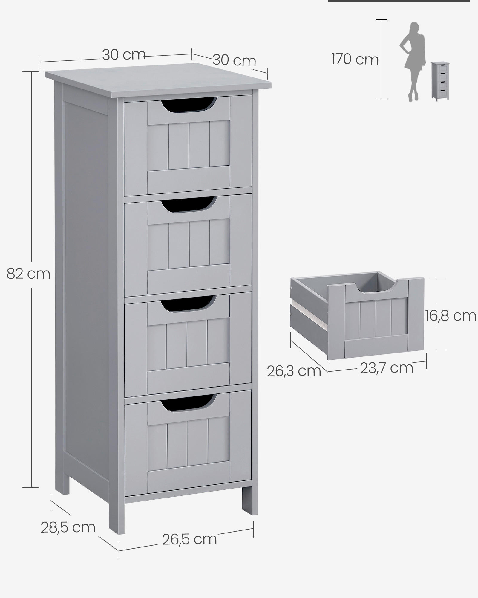 MIDISCHRANK 30/82/30 cm  - Grau, MODERN, Holzwerkstoff (30/82/30cm) - MID.YOU