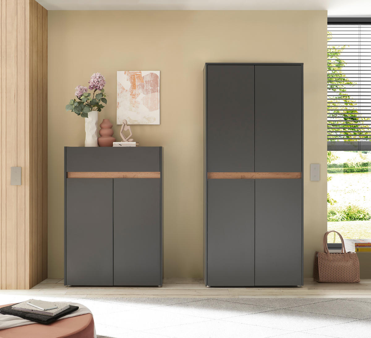 GARDEROBE 2-teilig  in 170/195/35 cm  - Anthrazit/Eiche Wotan, Design, Holzwerkstoff (170/195/35cm) - Modante