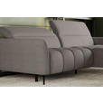 ECKSOFA Taupe Flachgewebe Rücken echt, Kopfteilverstellung, Sitztiefenverstellung  - Taupe/Schwarz, KONVENTIONELL, Textil/Metall (272/175cm) - Carryhome