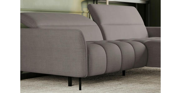 ECKSOFA Taupe Flachgewebe Rücken echt, Kopfteilverstellung, Sitztiefenverstellung  - Taupe/Schwarz, KONVENTIONELL, Textil/Metall (272/175cm) - Carryhome