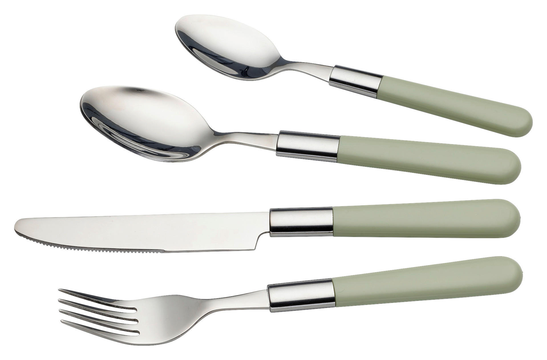 BESTECKSET Bistro  16-teilig  - Grün, Design, Kunststoff/Metall - Echtwerk