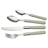 BESTECKSET Bistro 16-teilig Edelstahl  - Grün, Design, Kunststoff/Metall - Echtwerk