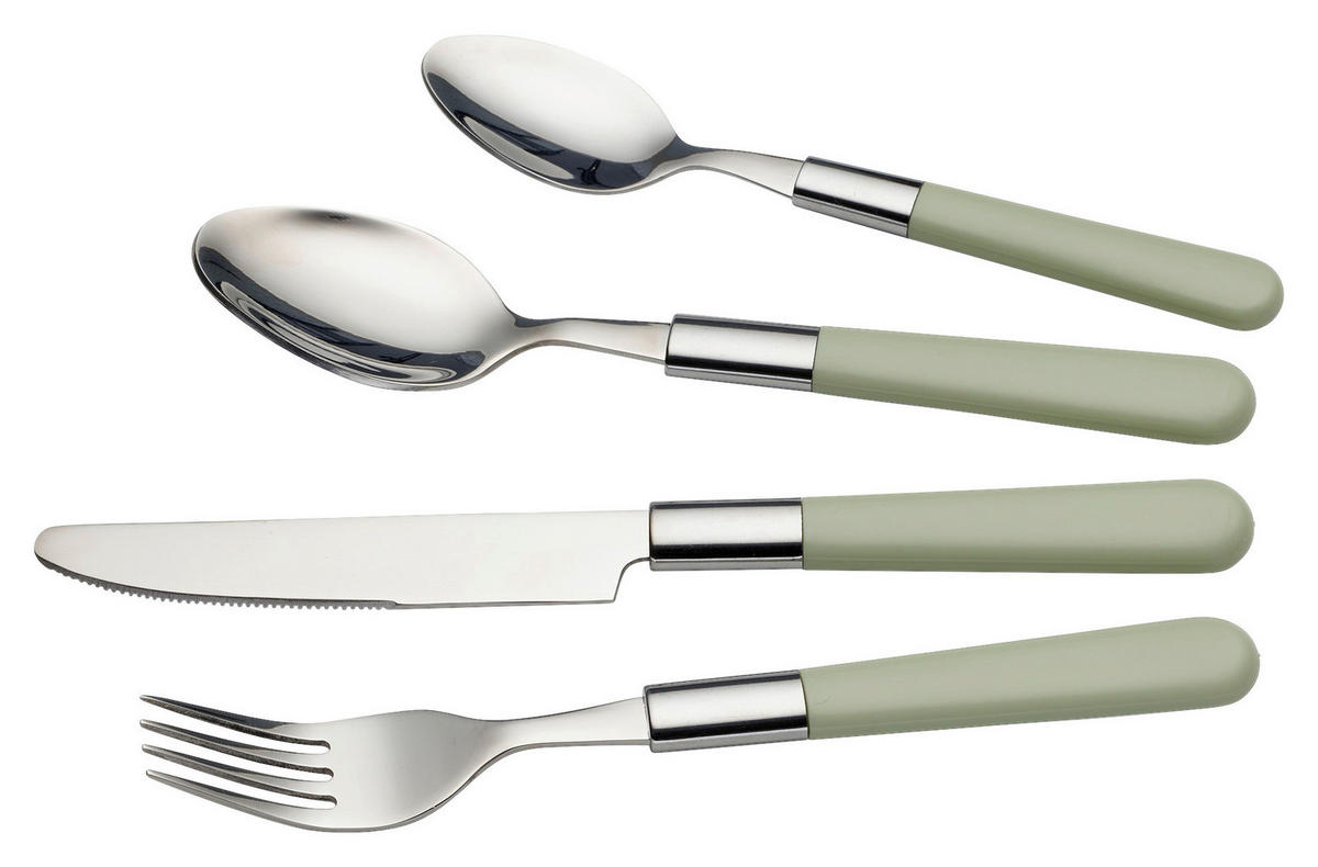 BESTECKSET Bistro 16-teilig Edelstahl  - Grün, Design, Kunststoff/Metall - Echtwerk
