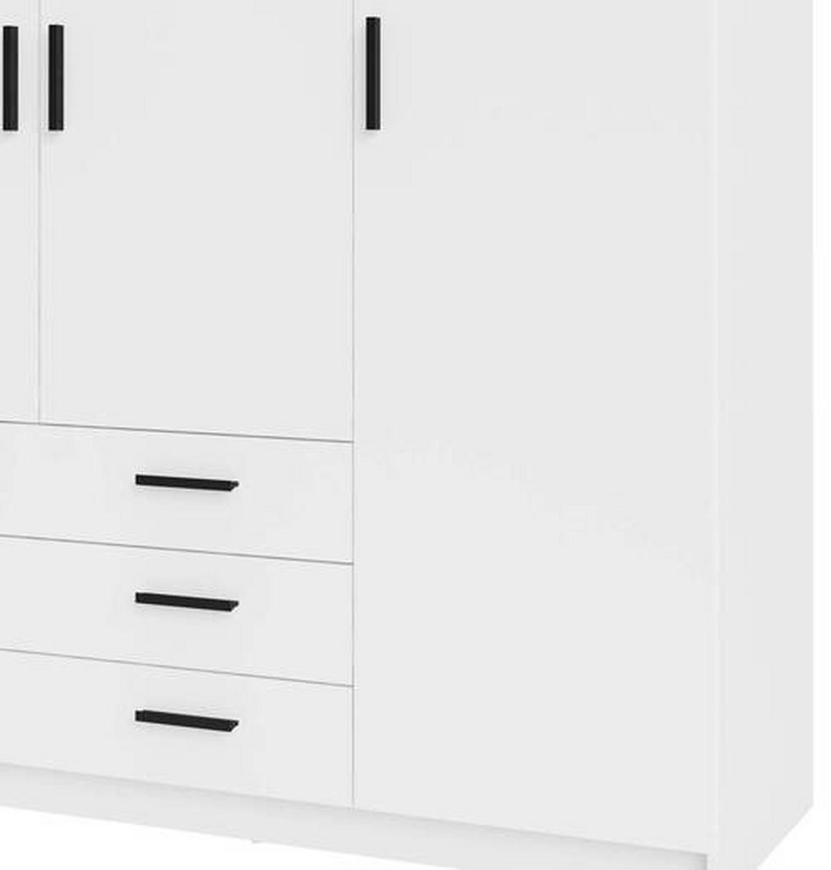 GARDEROB 195,5/200,4/49,6 cm 4-dörrar - vit/svart, Basics, metall/trämaterial (195,5/200,4/49,6cm) - Best Price