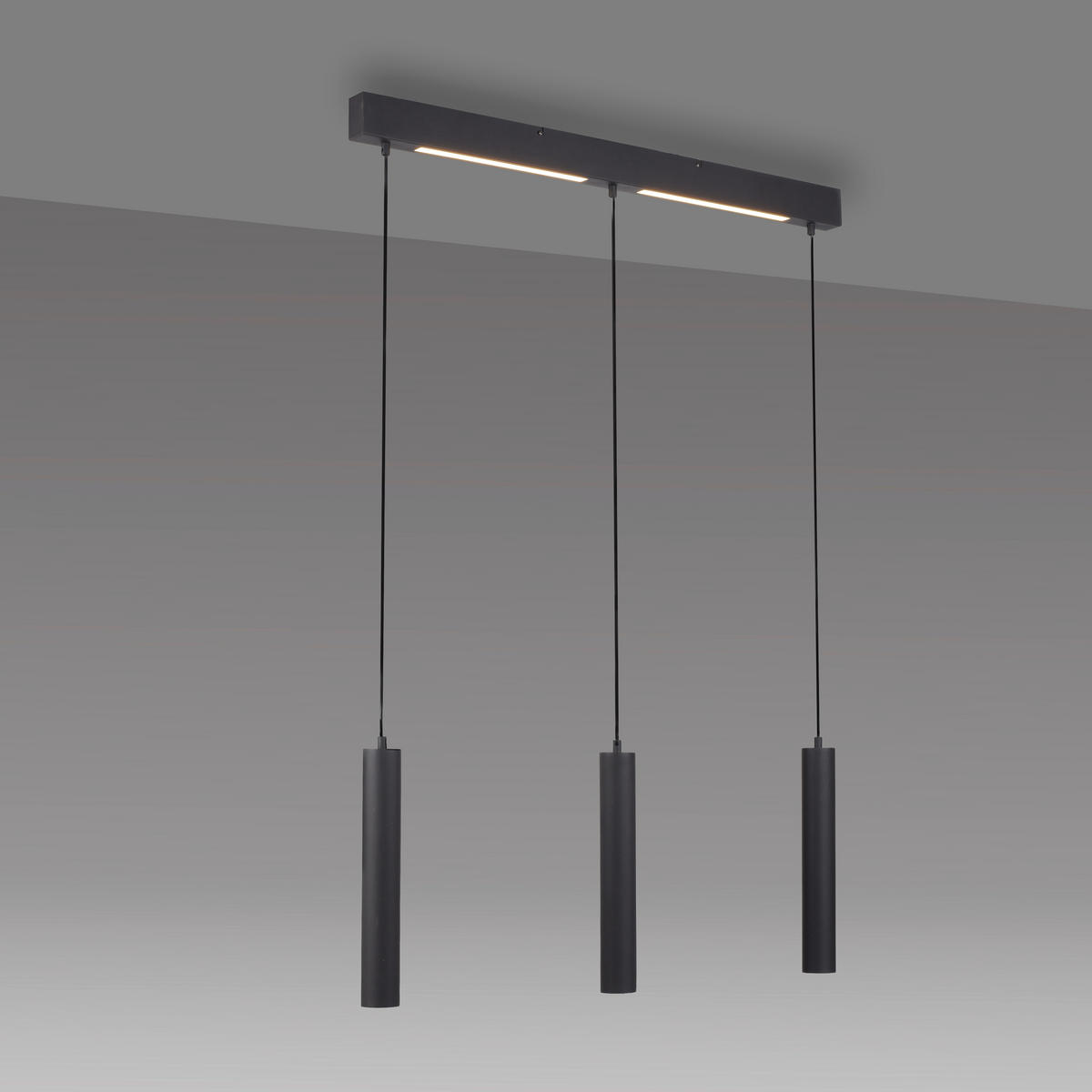LED-PENDELLEUCHTE SW DANTE 60/5,2/120 cm   - Schwarz, Design, Kunststoff/Metall (60/5,2/120cm) - Schöner Wohnen