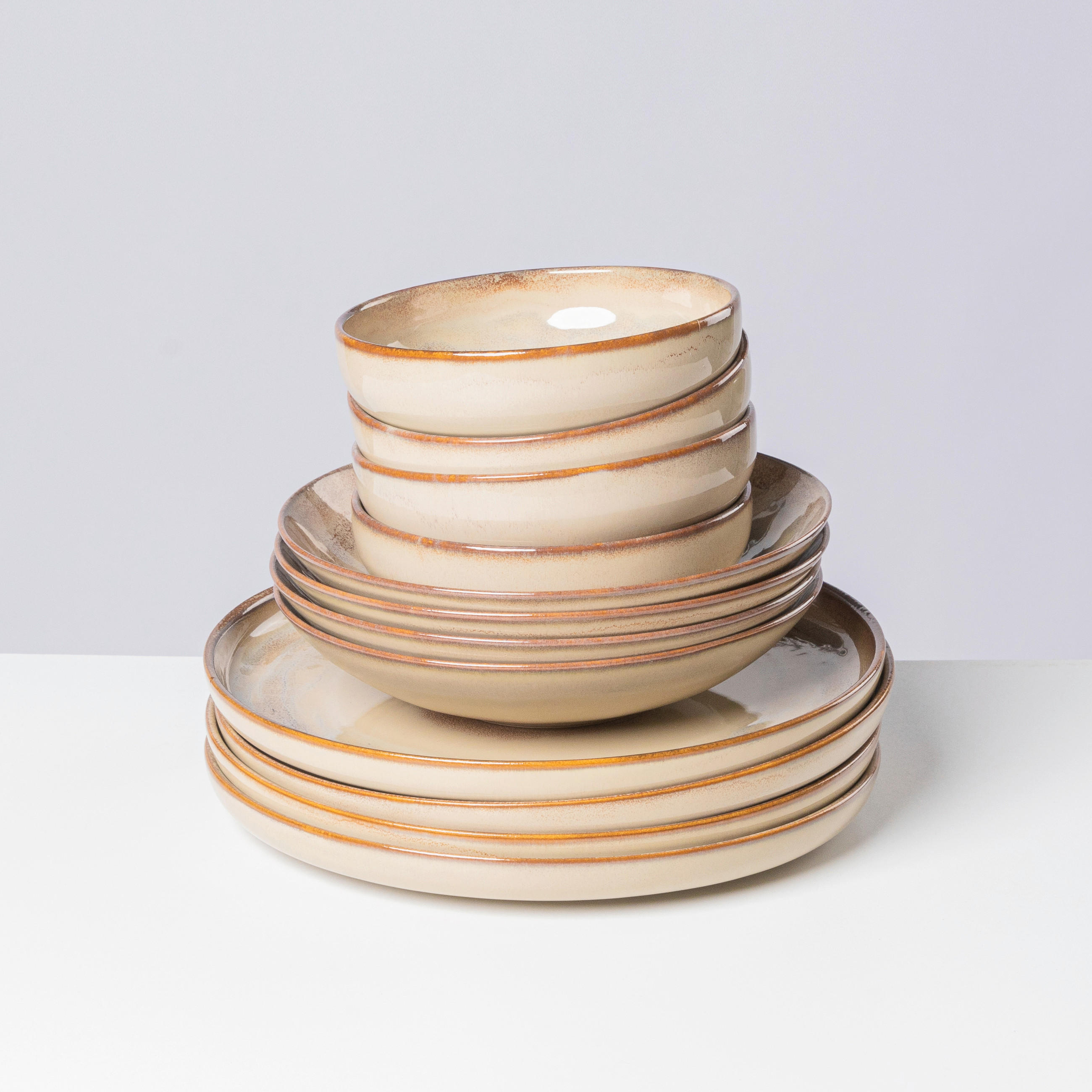 TAFELSERVICE Beige NEBELWALD 12-teilig  - Beige, Basics, Keramik - Gipfelstück