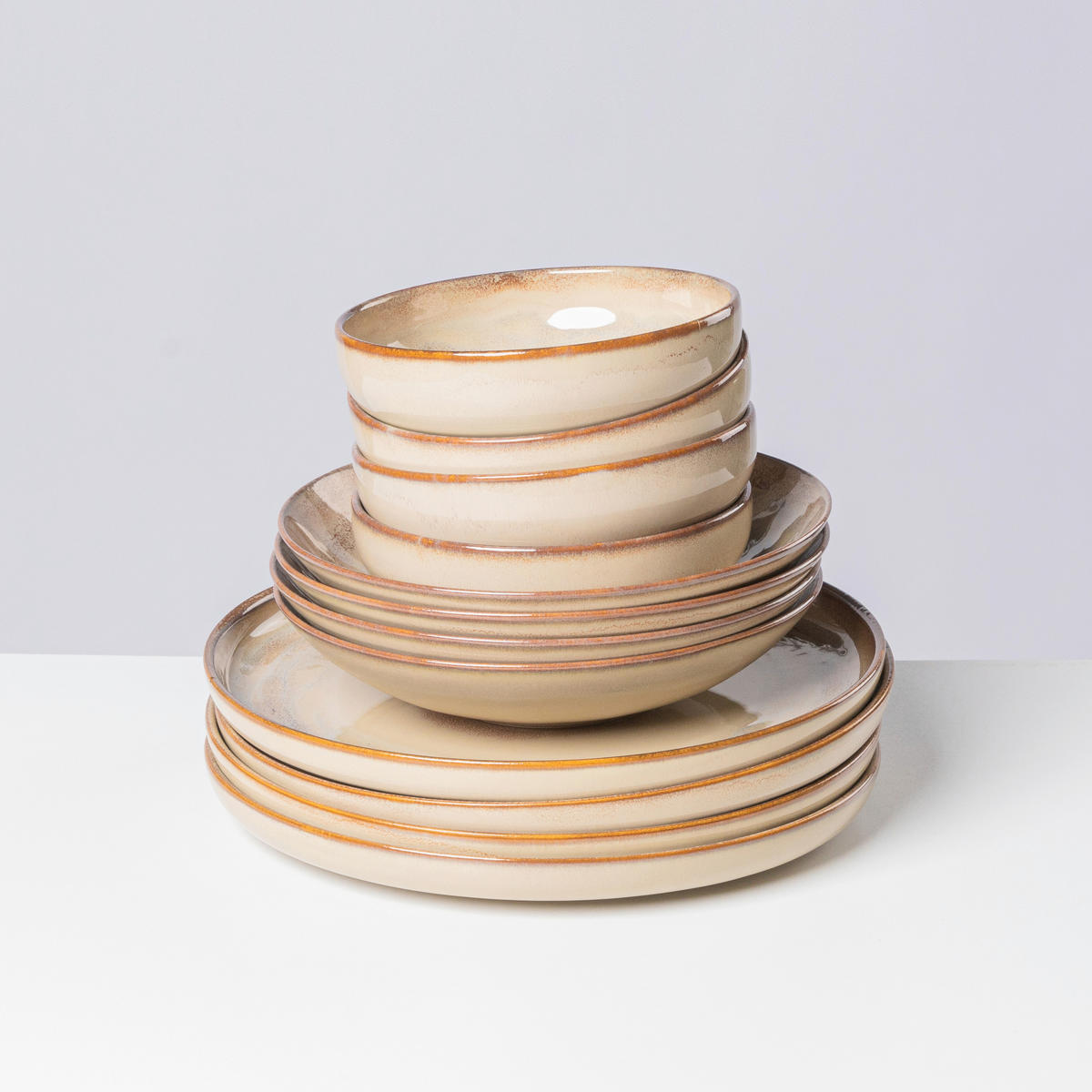 TAFELSERVICE Beige NEBELWALD 12-teilig  - Beige, Basics, Keramik - Gipfelstück
