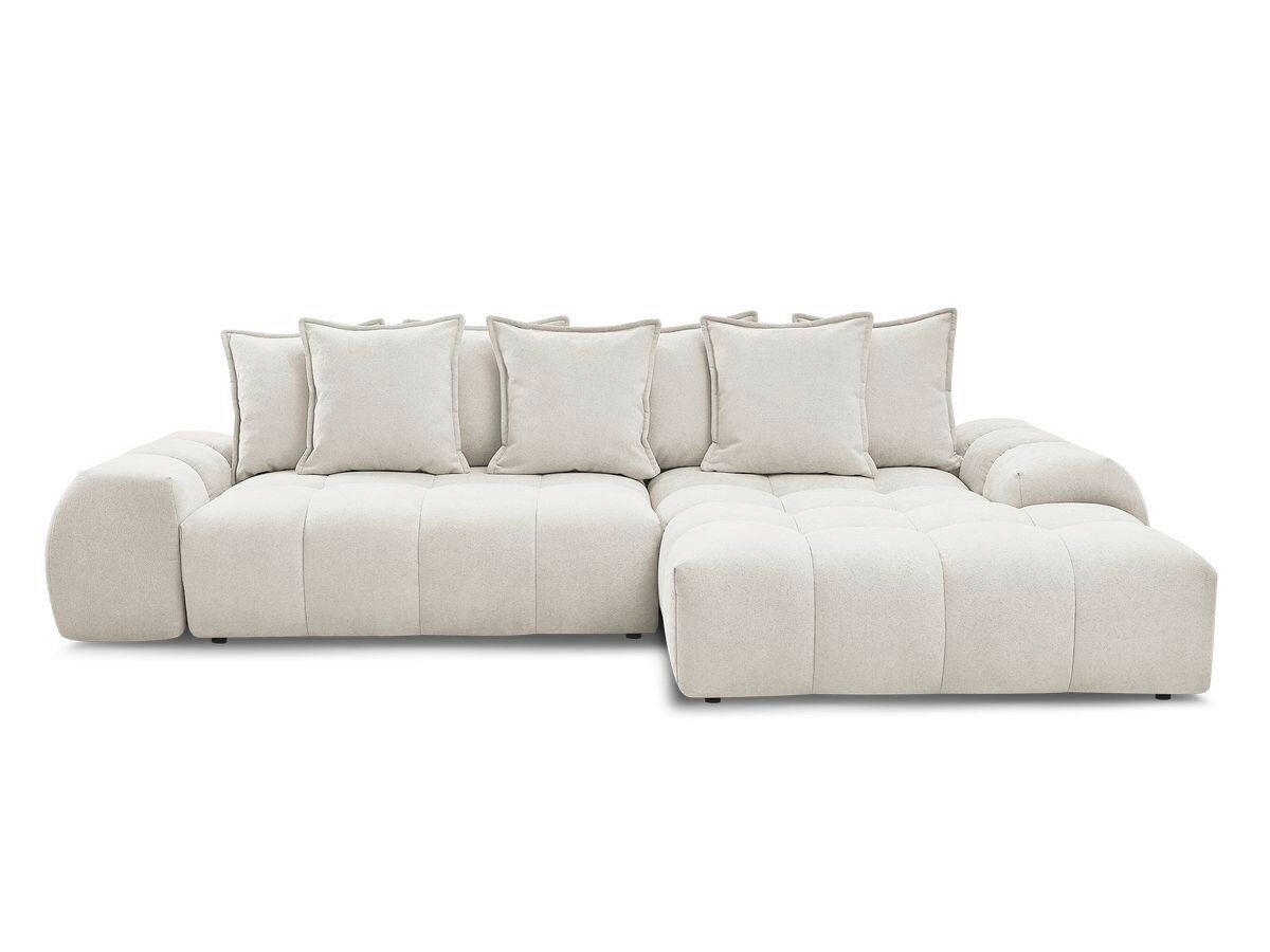 ECKSCHLAFSOFA EVEREST  mit Rücken echt, Armteil links, Armteil rechts Struktur Beige  - Beige/Schwarz, MODERN, Kunststoff/Textil (318/180cm) - Livetastic