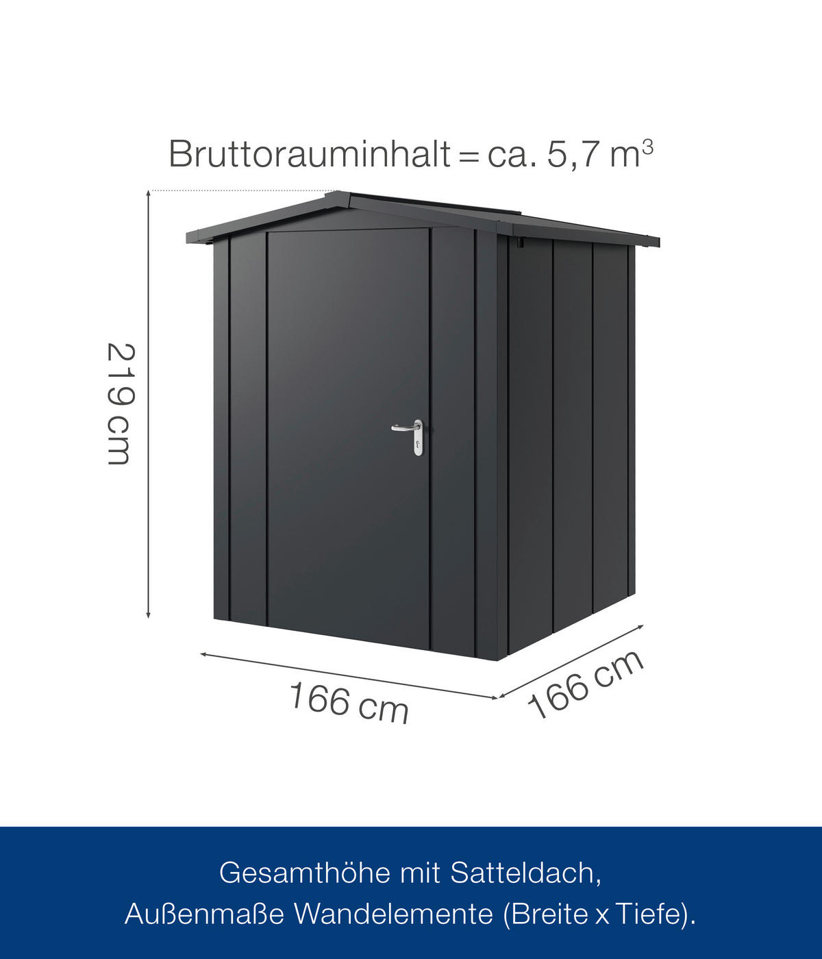 GERÄTEHAUS 189/219/181 cm  - Anthrazit, Basics, Metall (189/219/181cm)
