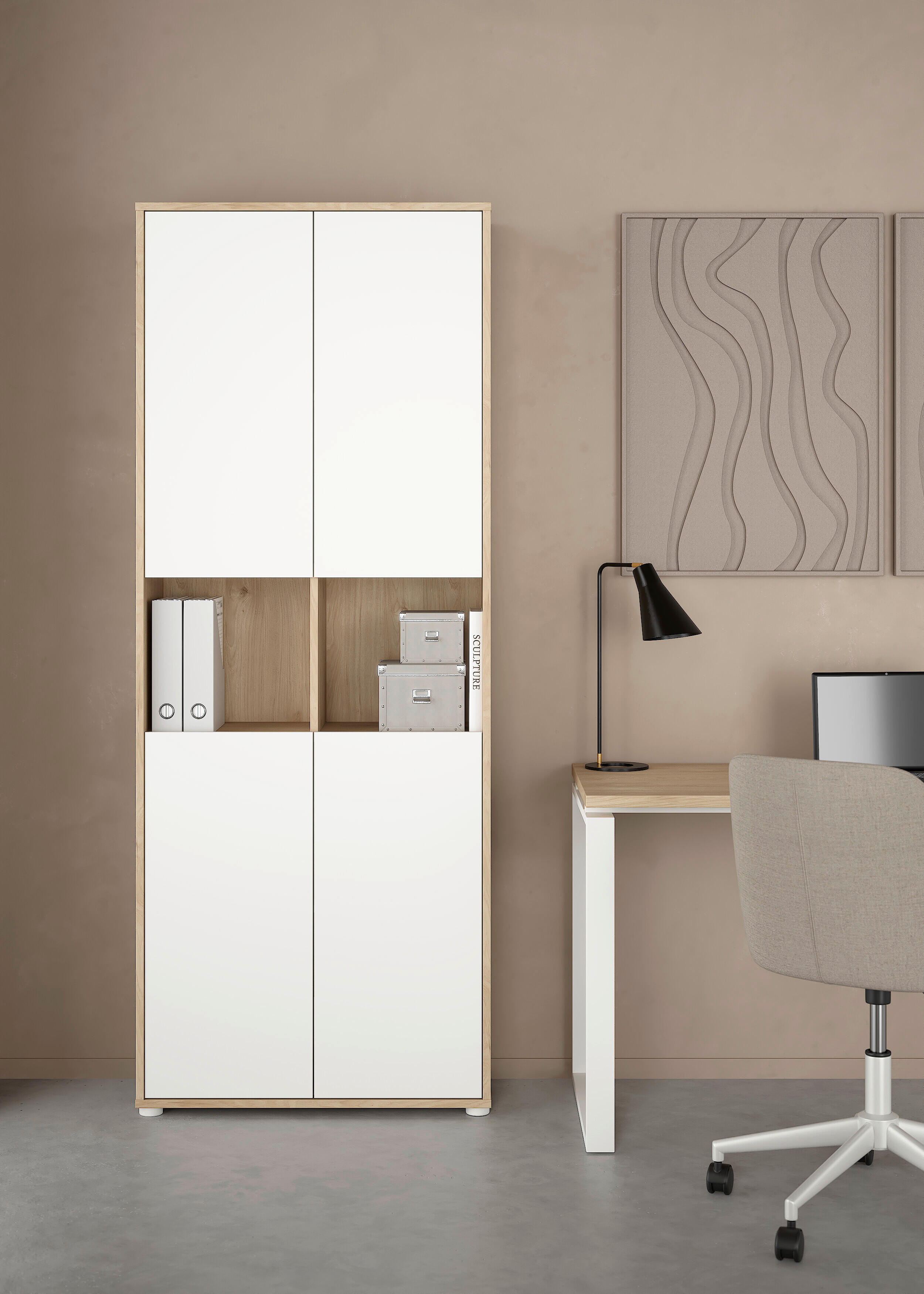 AKTENSCHRANK 79,6/207,7/34,3 cm  - Eichefarben/Weiß, MODERN, Holzwerkstoff (79,6/207,7/34,3cm) - MID.YOU