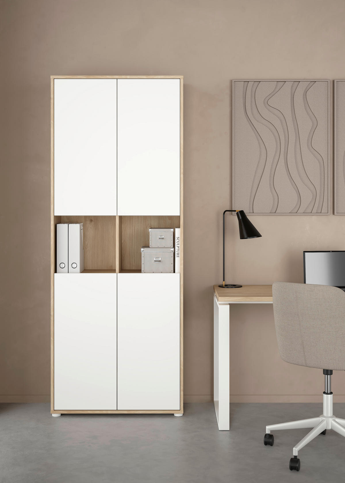 AKTENSCHRANK 79,6/207,7/34,3 cm  - Weiss/Eichefarben, Modern, Holzwerkstoff (79,6/207,7/34,3cm) - MID.YOU