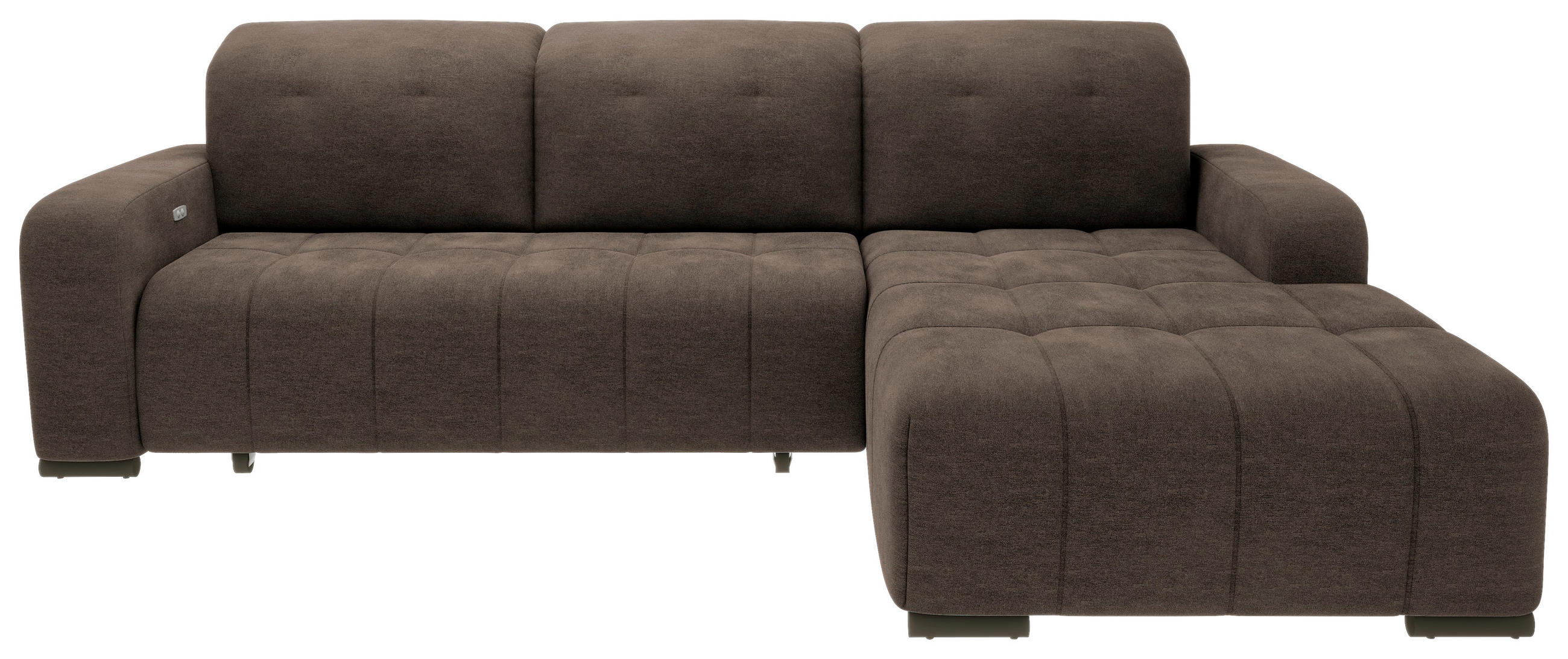 ECKSOFA Mikrofaser Dunkelbraun  - Dunkelbraun/Schwarz, Modern, Textil/Metall (185/292cm) - Livetastic