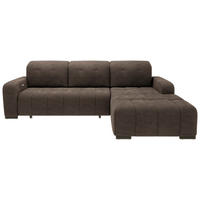 ECKSOFA Mikrofaser Dunkelbraun  - Dunkelbraun/Schwarz, Modern, Textil/Metall (185/292cm) - Livetastic