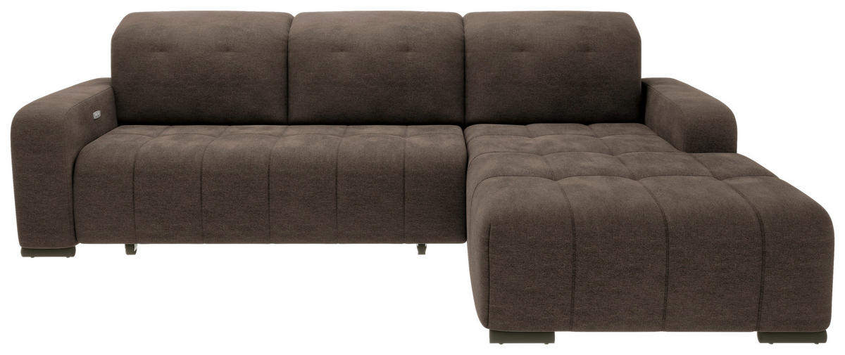 ECKSOFA Mikrofaser Dunkelbraun  - Dunkelbraun/Schwarz, Modern, Textil/Metall (185/292cm) - Livetastic