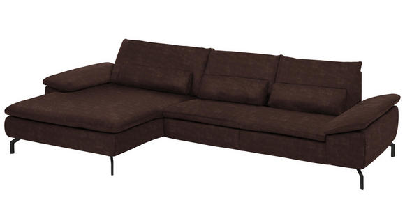 WOHNLANDSCHAFT in Textil Dunkelbraun - Dunkelbraun/Schwarz, Design, Textil/Metall (181/341cm) - Dieter Knoll