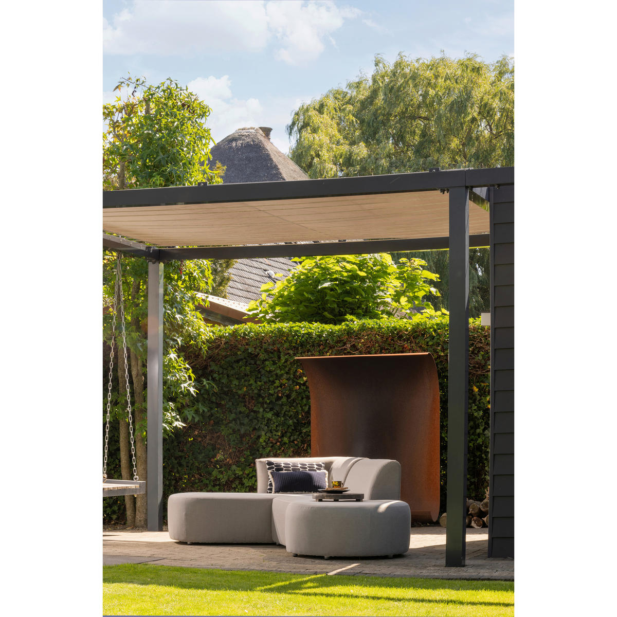 LOUNGEGARNITUR 168/258 cm Aluminium  - Sandfarben, MODERN, Textil/Metall (168/258cm) - Livetastic