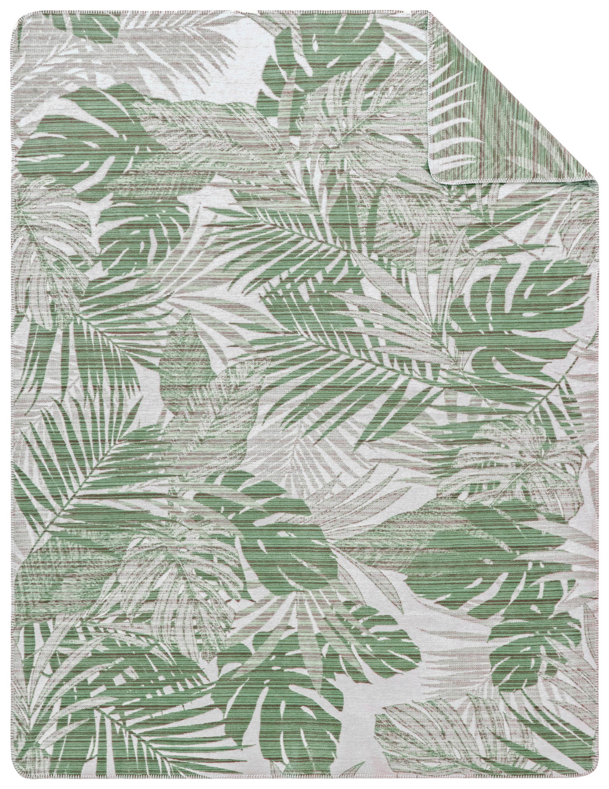 PLÉD, bavlna, 150/200 cm - biela/zelená, Basics, textil (150/200cm) - Ibena