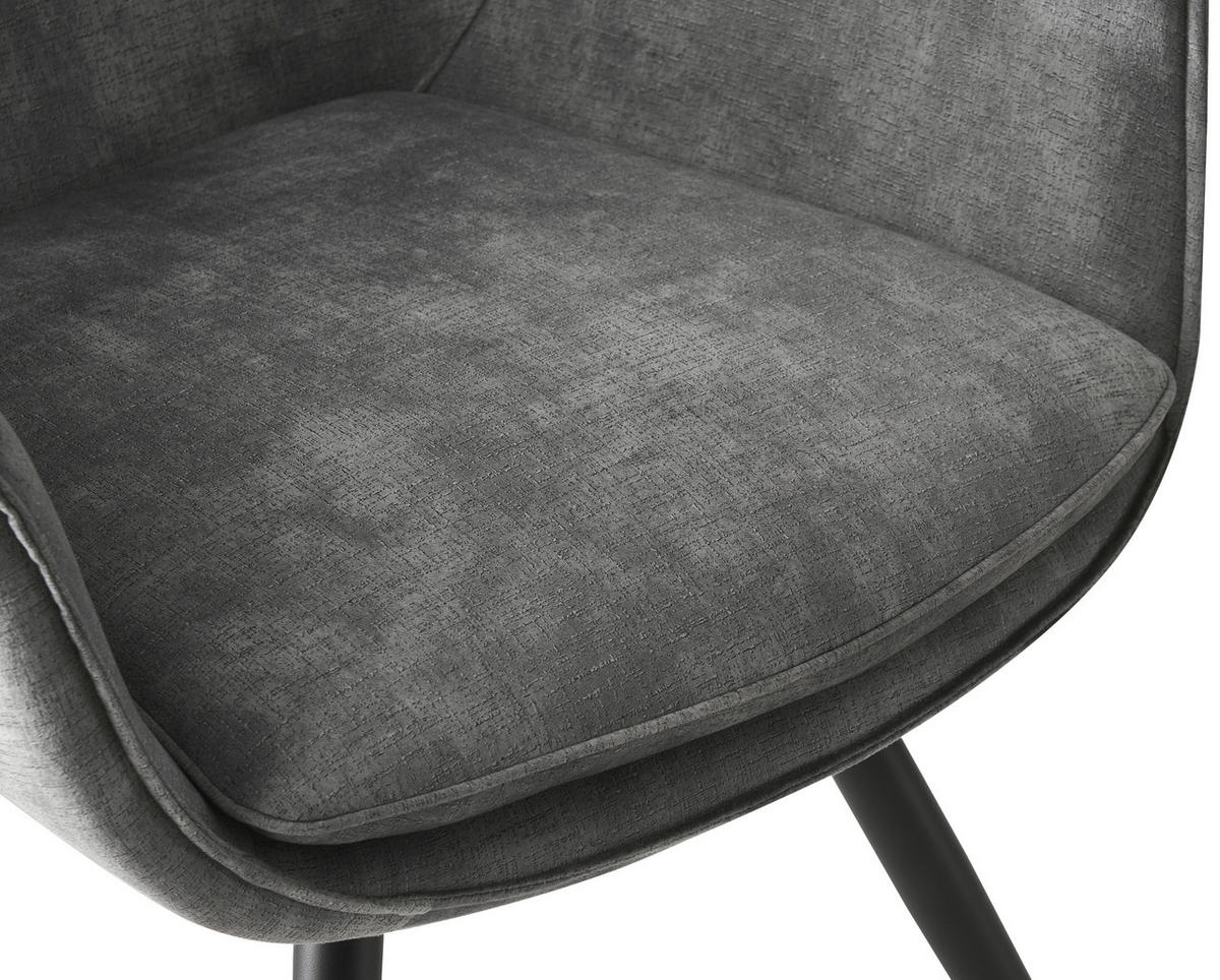 ARMLEHNSTUHL Velours Grau, Schwarz Pappel Sperrholz  - Schwarz/Grau, MODERN, Holz/Textil (62/85/64cm) - Livetastic
