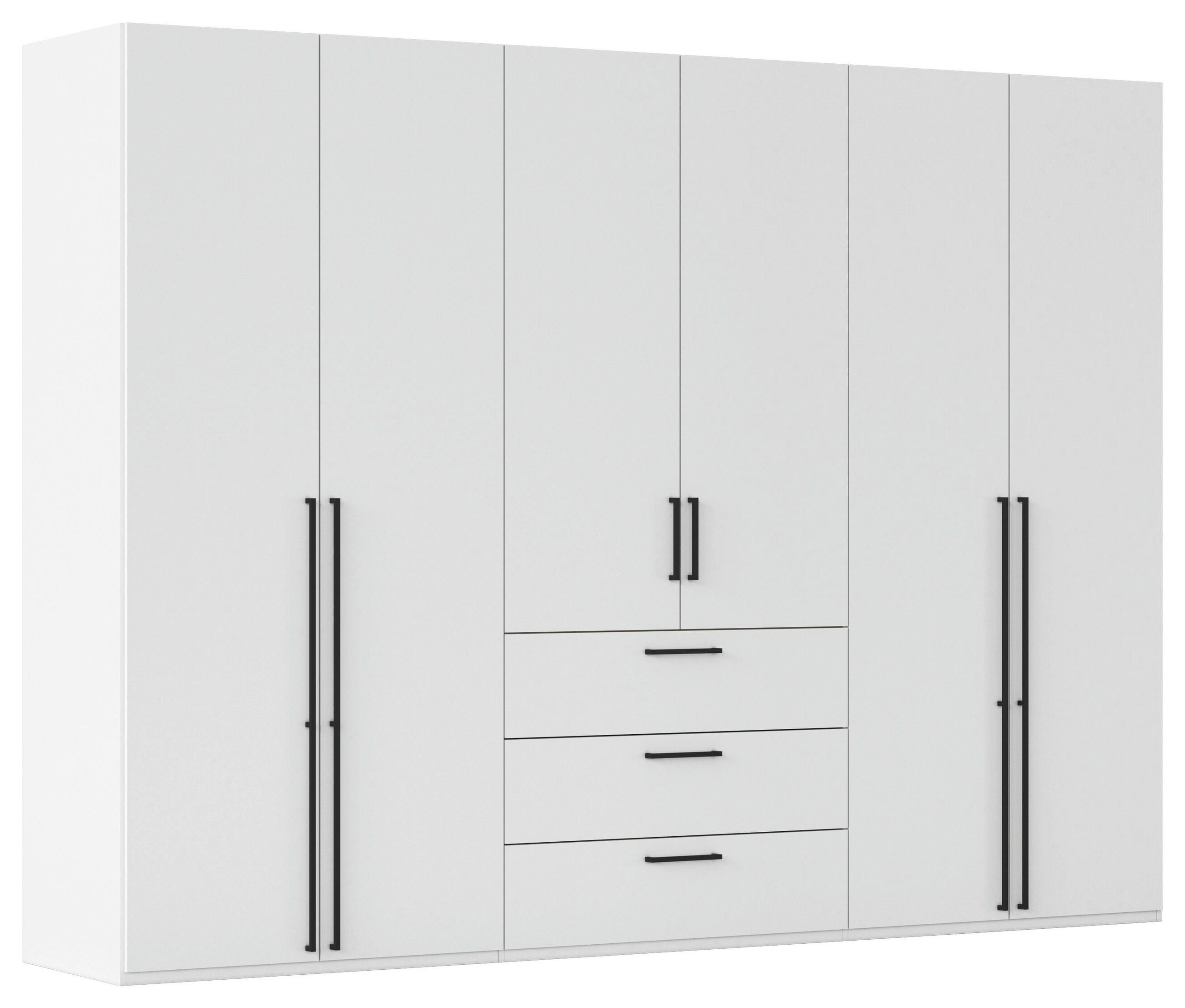 DREHTÜRENSCHRANK 301/223/61 cm,  in Weiß, 6-türig  - Schwarz/Weiß, Basics, Holzwerkstoff/Metall (301/223/61cm) - Novel