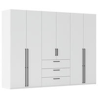 DREHTÜRENSCHRANK 301/223/61 cm,  in Weiß, 6-türig  - Schwarz/Weiß, Basics, Holzwerkstoff/Metall (301/223/61cm) - Novel