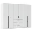 DREHTÜRENSCHRANK 301/223/61 cm,  in Weiß, 6-türig  - Schwarz/Weiß, Basics, Holzwerkstoff/Metall (301/223/61cm) - Novel