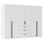 DREHTÜRENSCHRANK 301/223/61 cm,  in Weiß, 6-türig  - Schwarz/Weiß, Basics, Holzwerkstoff/Metall (301/223/61cm) - Novel