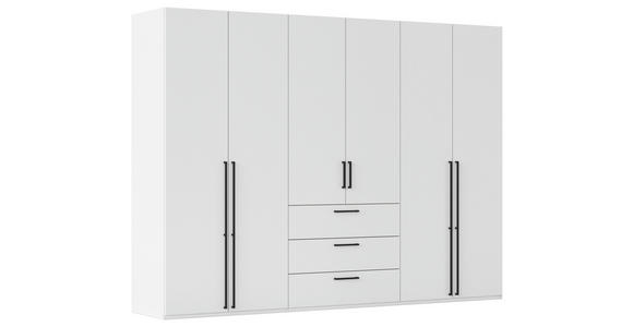 DREHTÜRENSCHRANK 301/223/61 cm,  in Weiß, 6-türig  - Schwarz/Weiß, Basics, Holzwerkstoff/Metall (301/223/61cm) - Novel