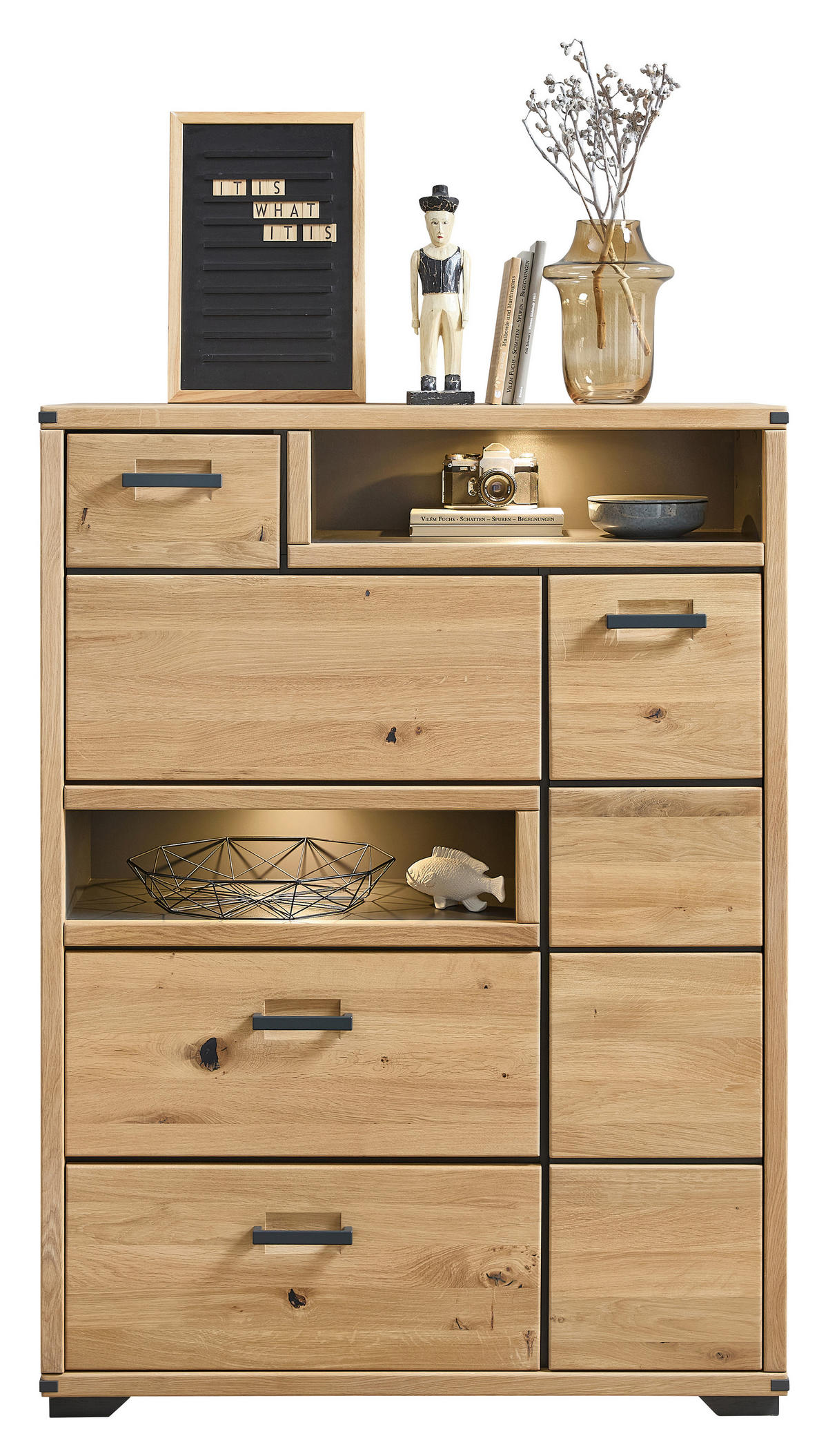HIGHBOARD  in 105/143/38 cm  - Graphitfarben/Eiche Artisan, Design, Holz/Holzwerkstoff (105/143/38cm) - Livetastic