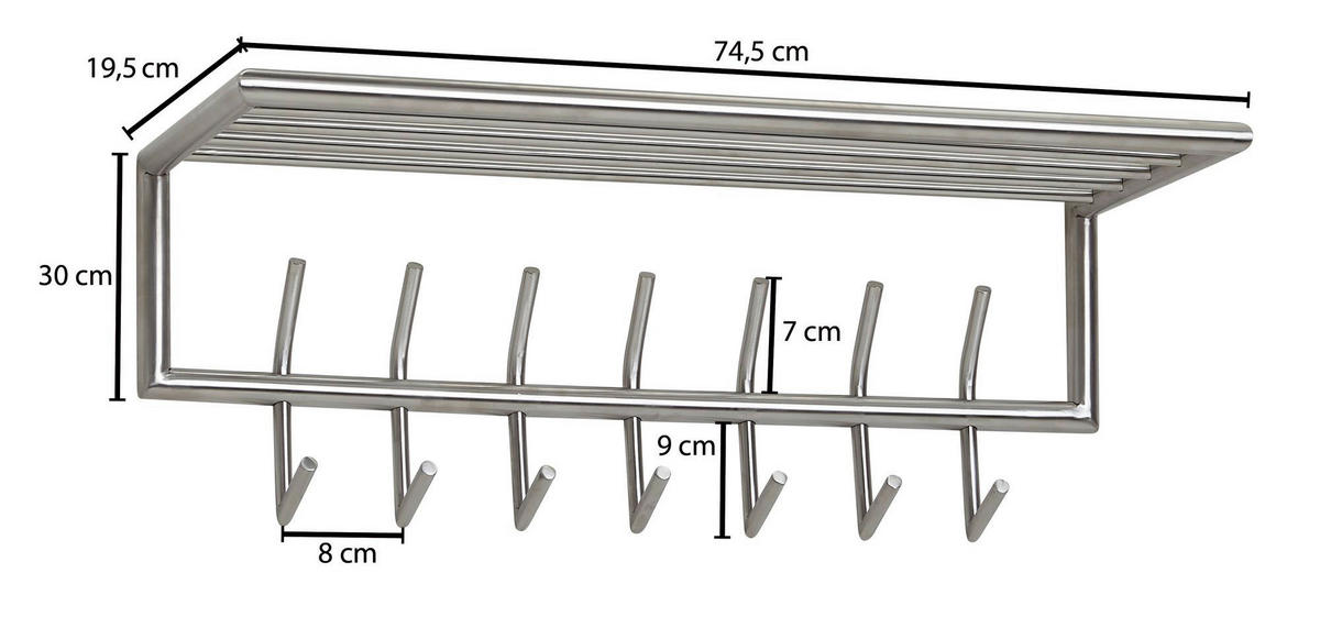 WANDGARDEROBE  in Silberfarben  - Silberfarben, MODERN, Metall (74,5/29/30cm) - MID.YOU