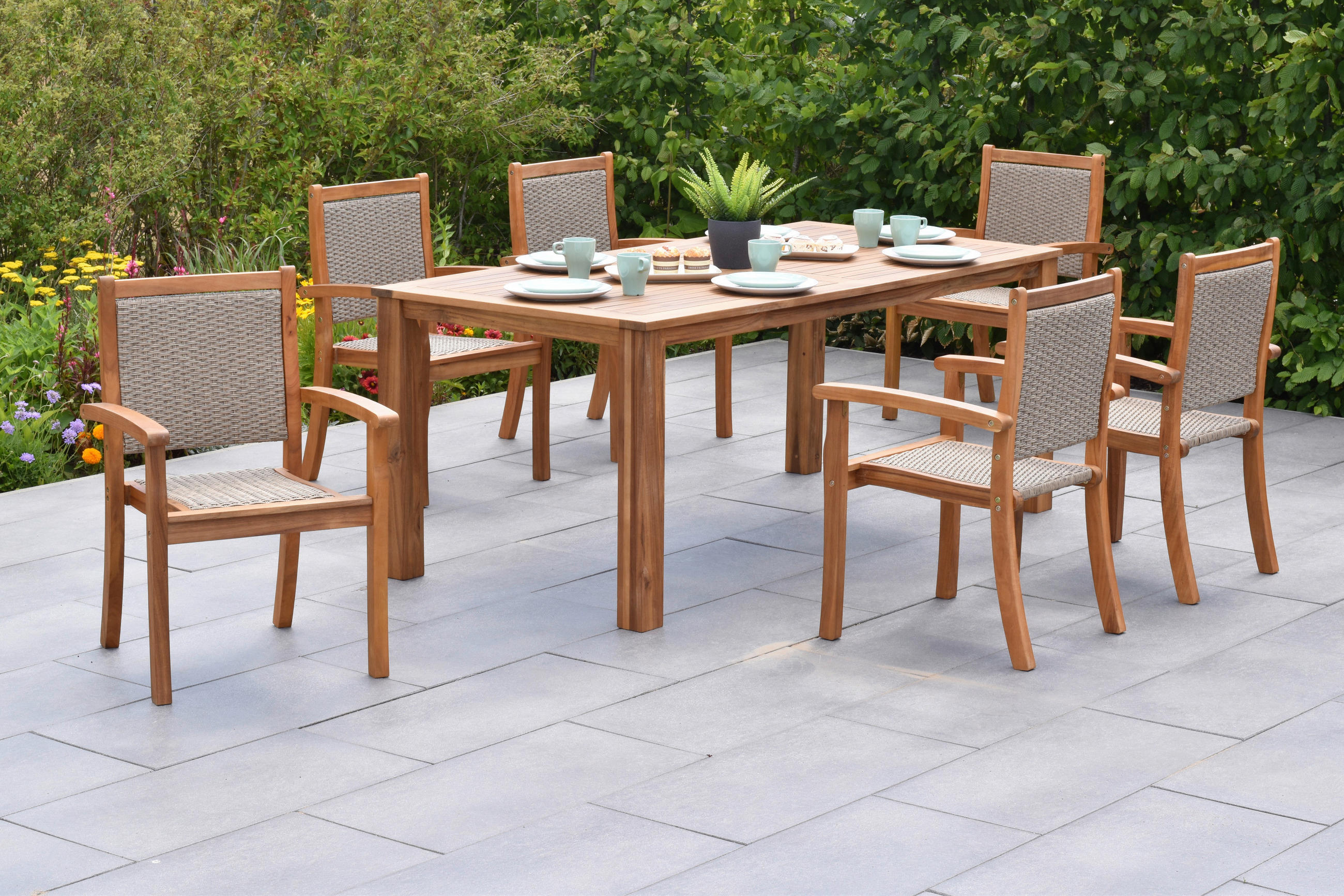GARTENSET Akazie massiv  - Naturfarben, MODERN, Holz/Kunststoff - Gardenson