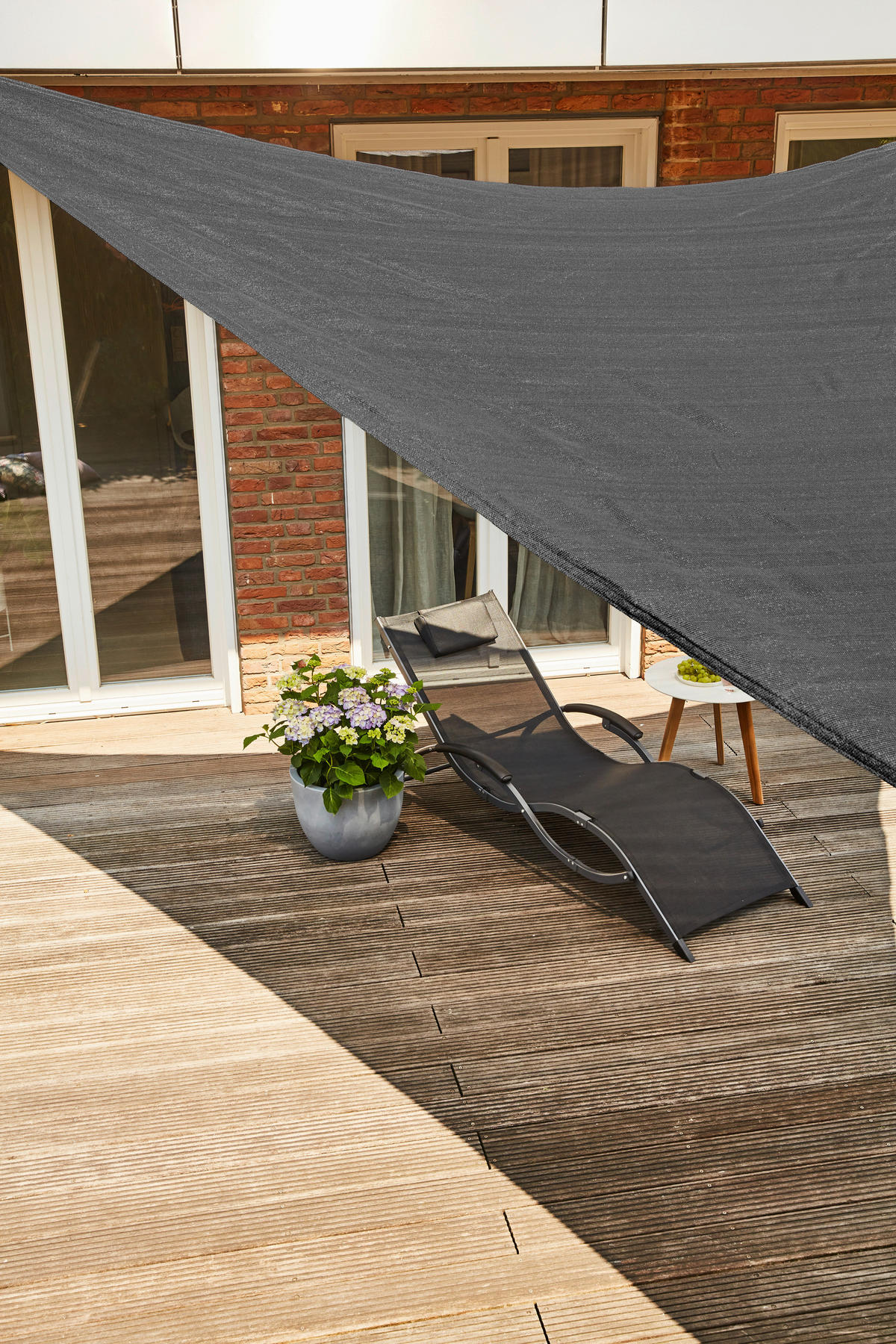GARTENSONNENSEGEL - Grau, MODERN, Textil/Metall (360/360/360cm) - Siena Garden