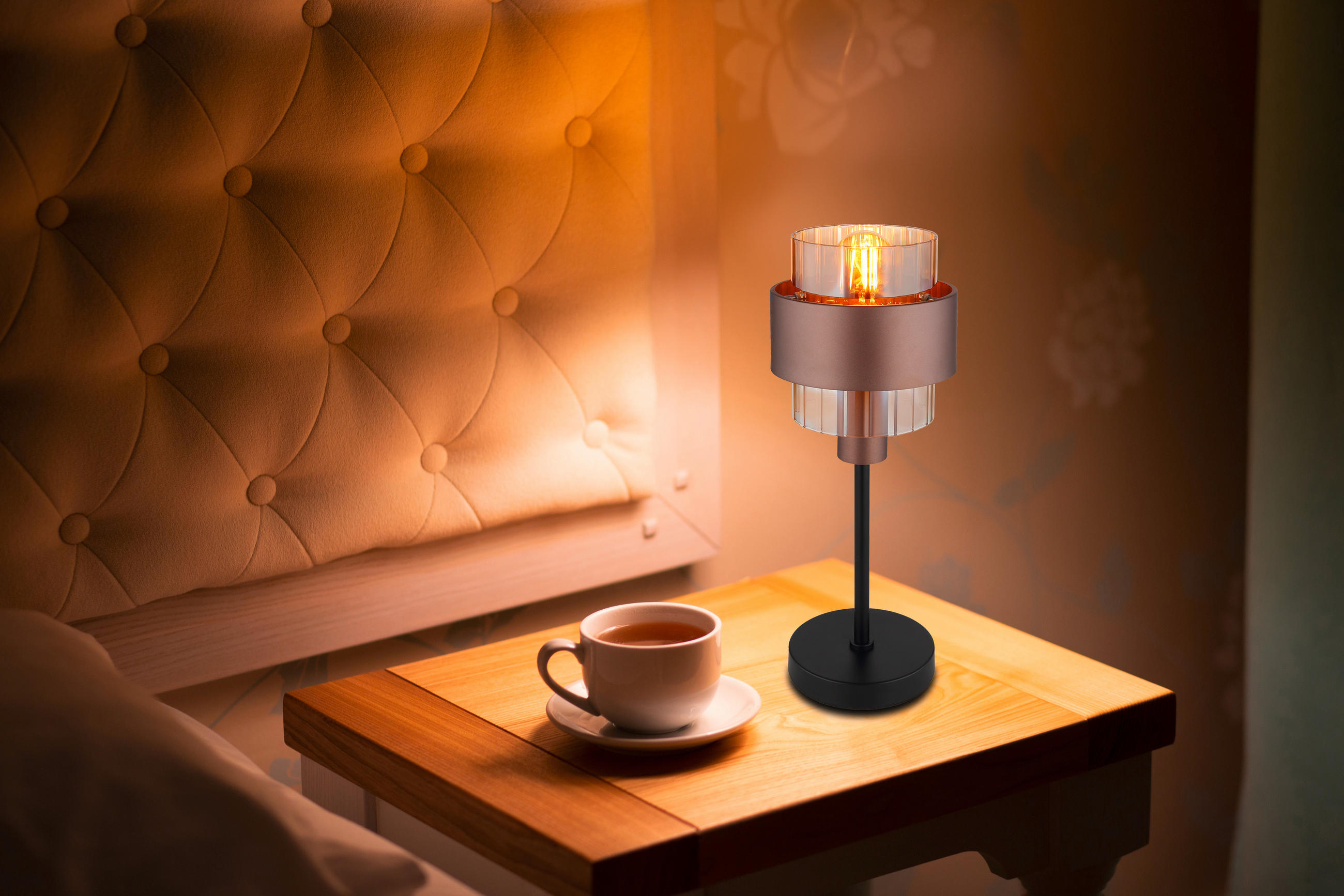 BORDSLAMPA MILLEY 18,5/47 cm   - klar/orange, Design, metall/glas (18,5/47cm) - Globo