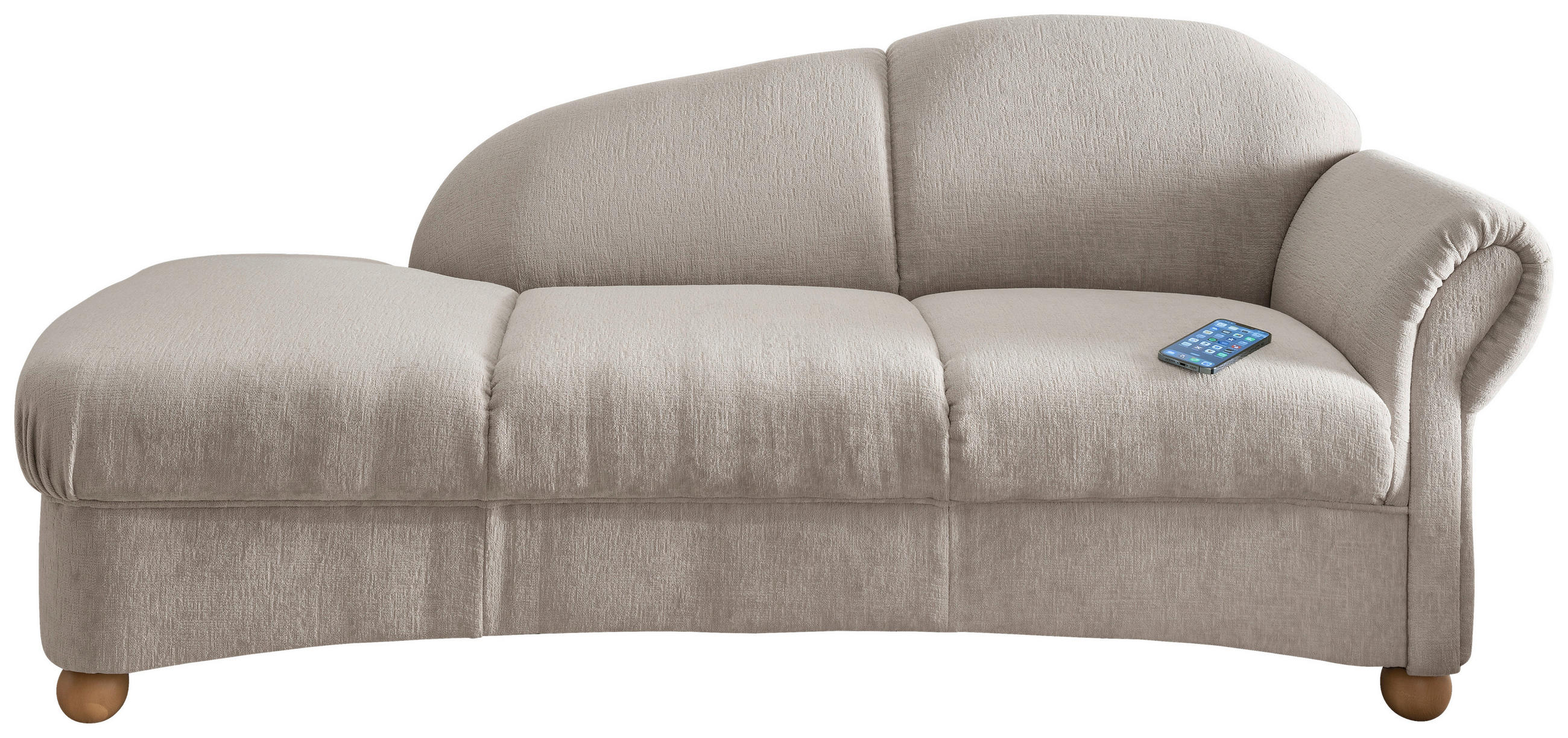 OTTOMANE in Mikrofaser Taupe  - Taupe/Wildeiche, KONVENTIONELL, Holz/Textil (190/84/86cm) - Livetastic