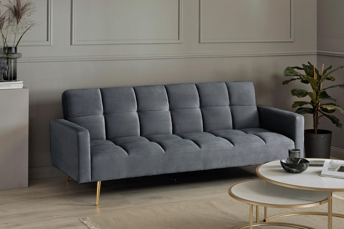 SCHLAFSOFA Grau, Platinfarben  - Platinfarben/Goldfarben, MODERN, Holz/Textil (213/84/84cm) - Livetastic