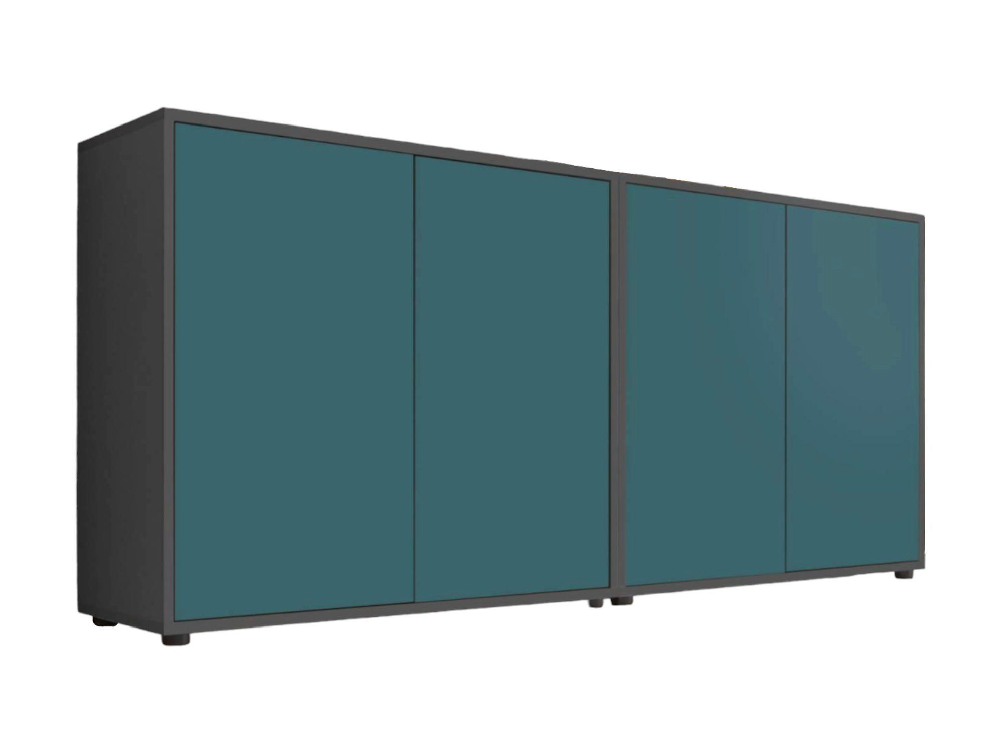 SIDEBOARD 158/73/33 cm  in Petrol, Anthrazit  - Anthrazit/Petrol, MODERN, Holzwerkstoff/Kunststoff (158/73/33cm) - MID.YOU