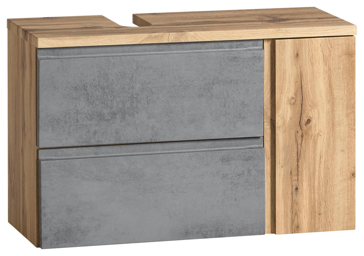 SKRINKA POD UMÝVADLO, 85/56/35 cm - svetlosivá/dub wotan, Modern, kompozitné drevo (85/56/35cm) - Held