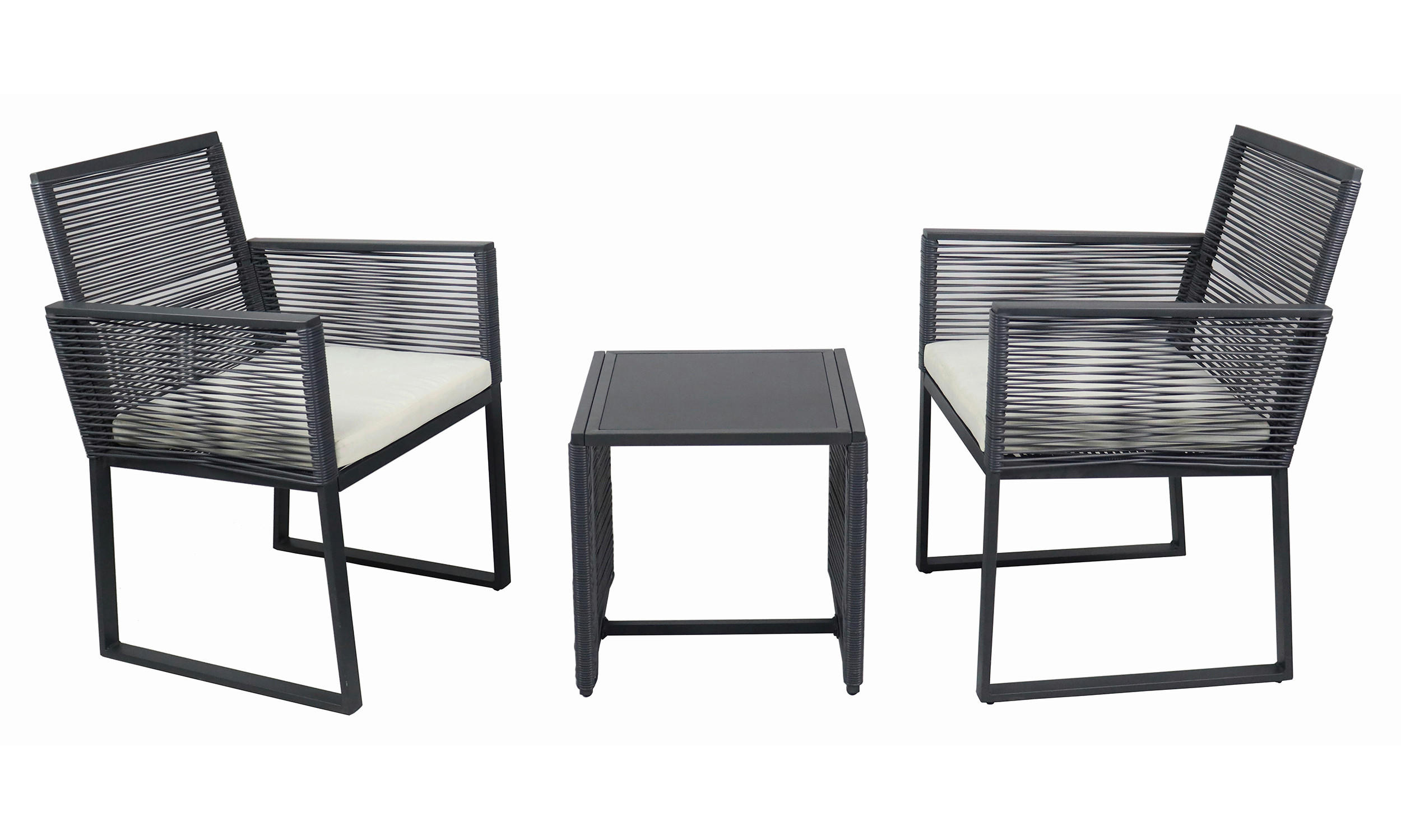 GARTENSET 3-teilig 3-teilig  - Schwarz, MODERN, Glas/Kunststoff - Gardenson