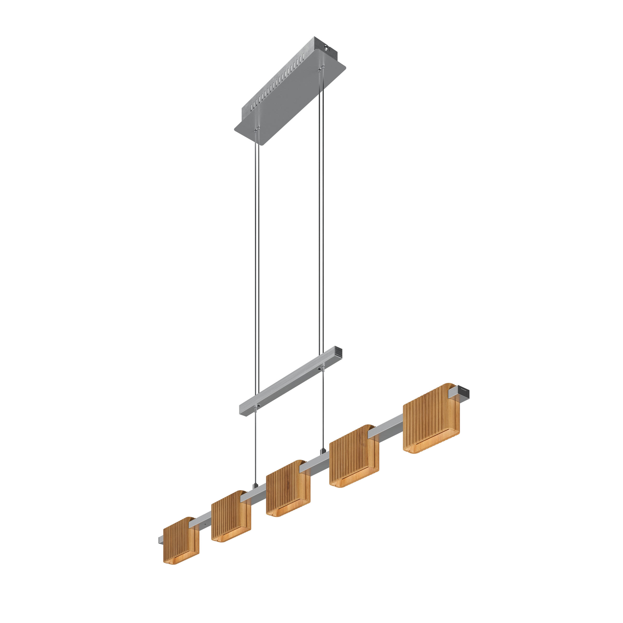 LED-HÄNGELEUCHTE Saalbach 100/10/150 cm   - Silberfarben, Natur, Holz/Metall (100/10/150cm)