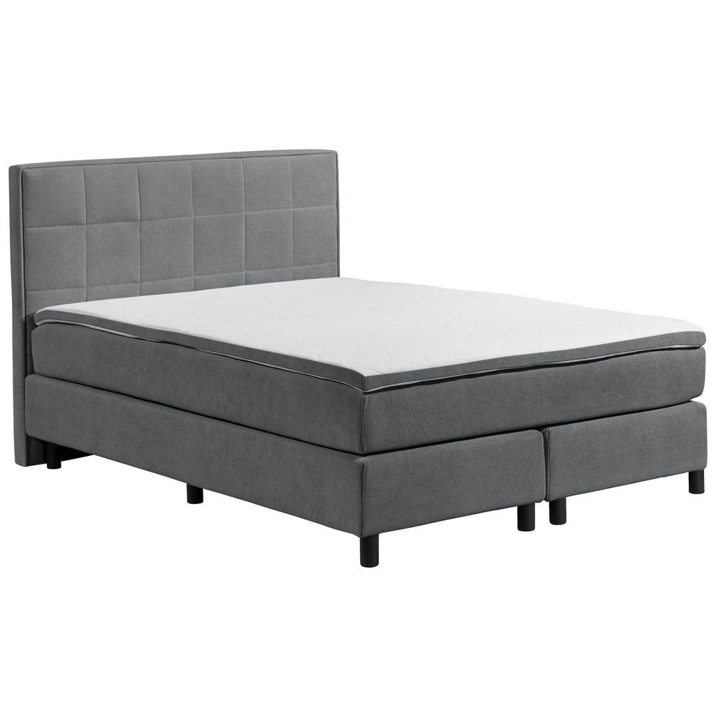Thumbnail - Mid.you Boxbett Pastida 2 BB 140, Anthrazit, Textil, H2, Höhe ca. 19 cm, 140x200 cm, gepolstertes Kopfteil, Topper durch...
