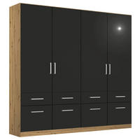GARDEROB MED GÅNGJÄRNSDÖRRAR 181/210/54 cm ek Artisan, grå  - kromfärg/grå, Modern, trämaterial/plast (181/210/54cm) - Rauch Möbel