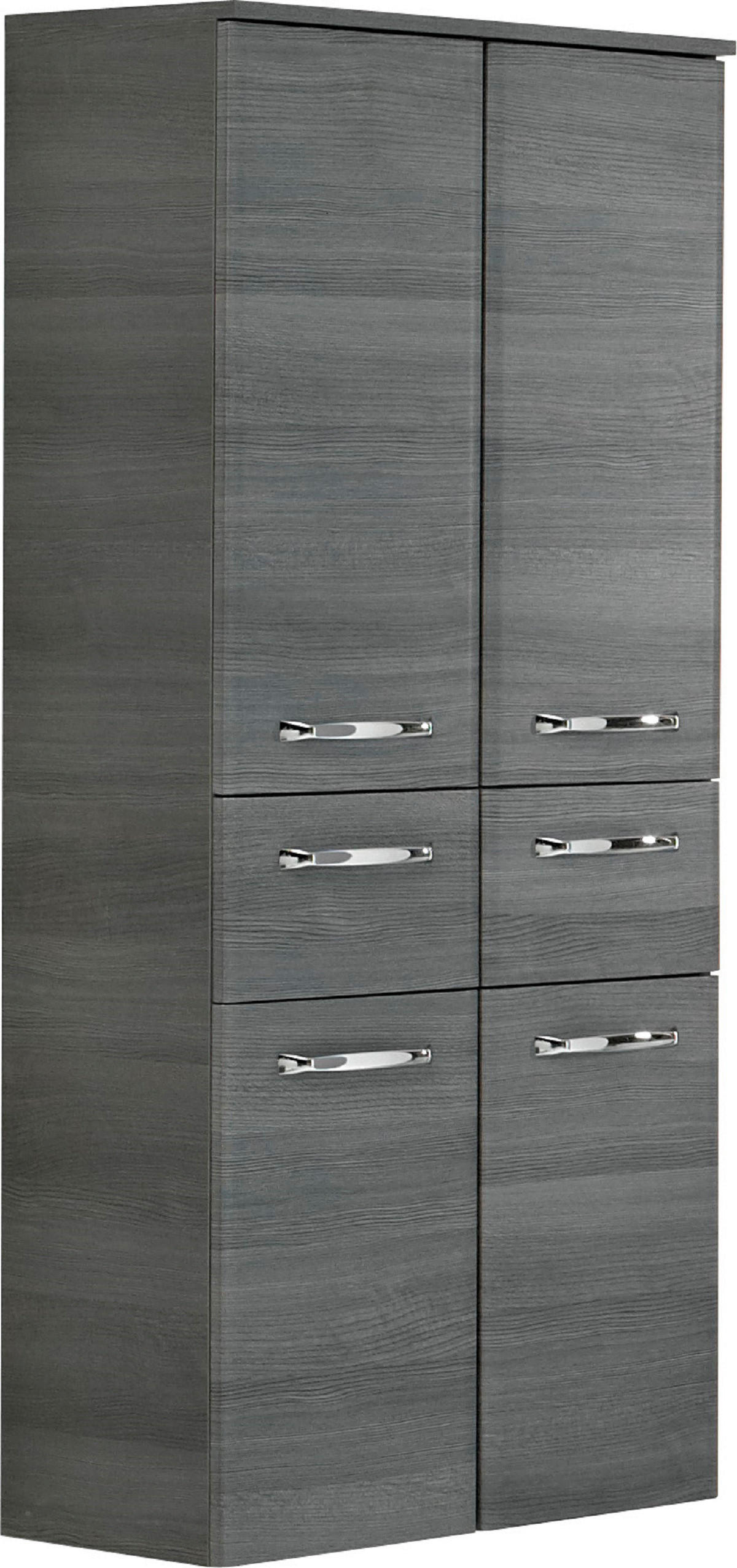 MIDISCHRANK 60/141/33 cm  - Chromfarben/Graphitfarben, Design, Glas/Holzwerkstoff (60/141/33cm) - Xora