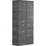 MIDISCHRANK 60/141/33 cm  - Chromfarben/Graphitfarben, Design, Glas/Holzwerkstoff (60/141/33cm) - Xora