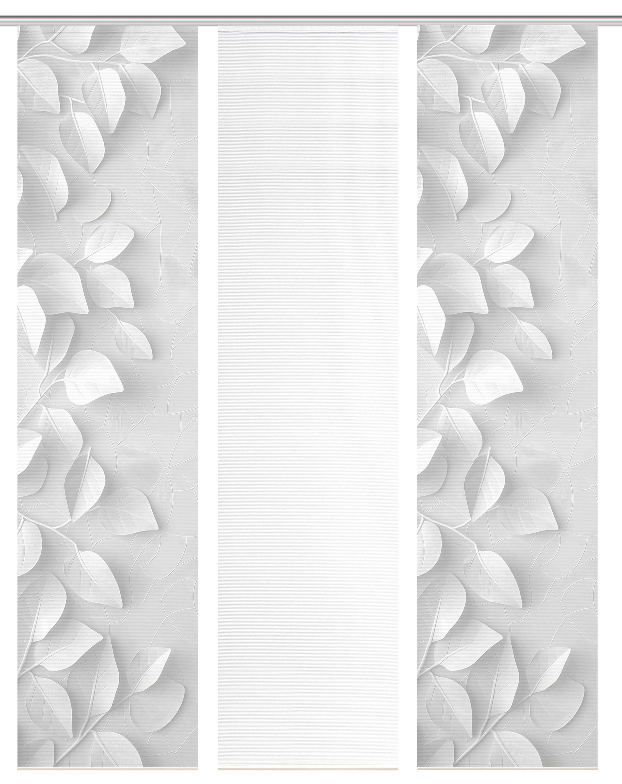 FLÄCHENVORHANG  3 Stück  blickdicht  60/260 cm   - Grau Hochglanz/Weiß, Design, Textil (60/260cm)