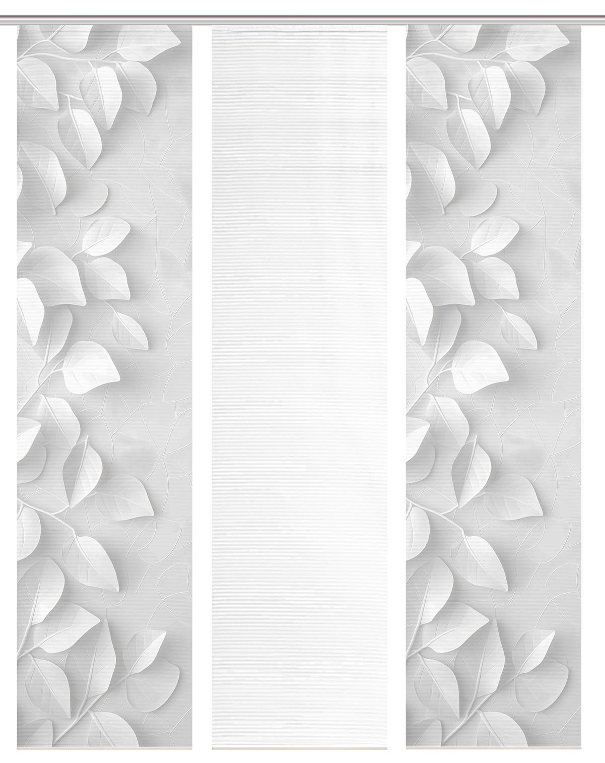 FLÄCHENVORHANG  3 Stück  blickdicht  60/260 cm   - Grau Hochglanz/Weiß, Design, Textil (60/260cm)