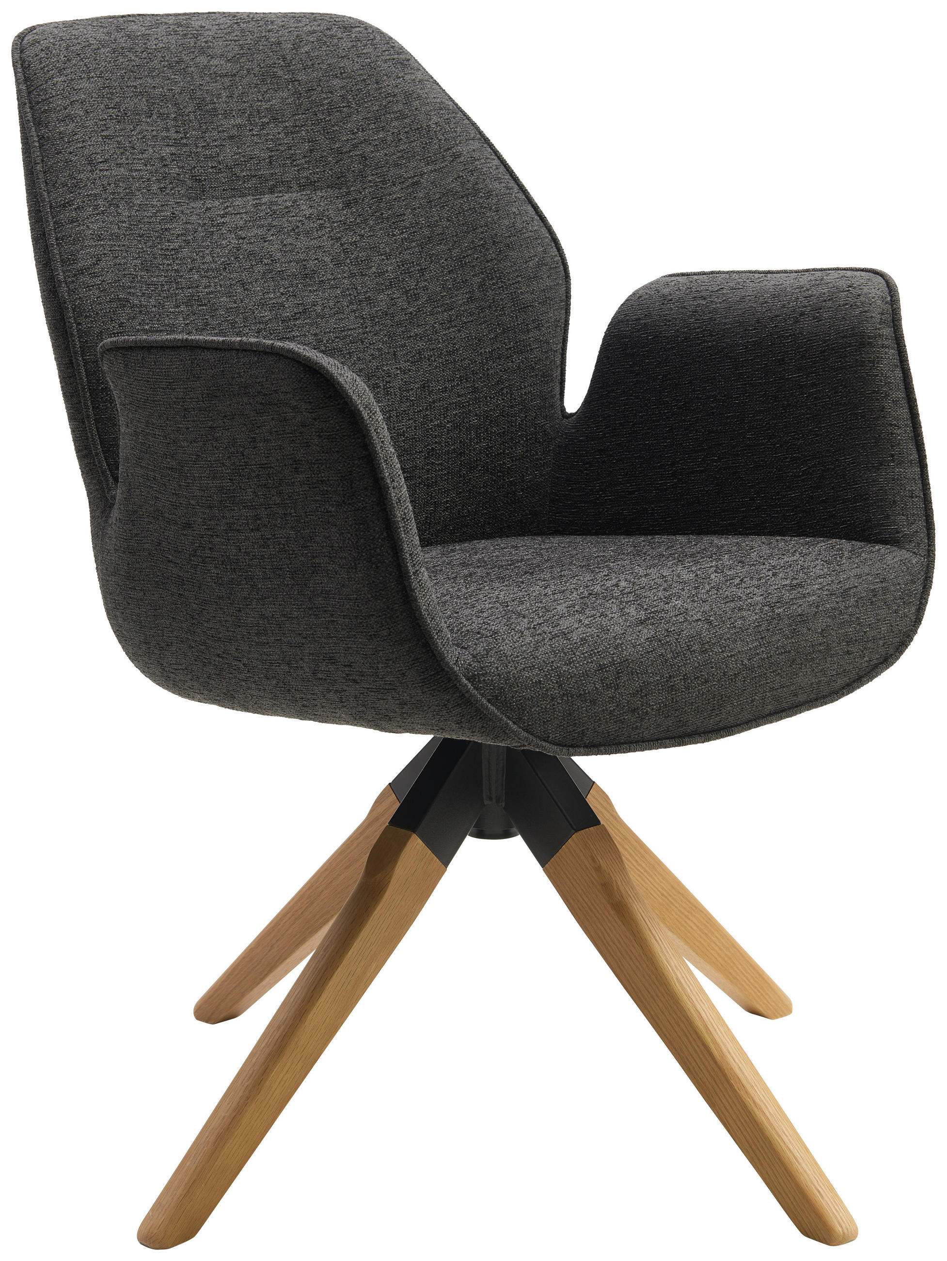 Scaun Cu Brațe din textil, lemn, culoare natur, antracit - antracit/culoare natur, Modern, lemn/textil (61/84/62cm) - MID.YOU