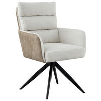 ARMLEHNSTUHL  Sitzfläche 360° drehbar, inklusive Armlehnen Webstoff, Leinenoptik  - Beige/Schwarz, Design, Textil/Metall (60/93/68cm) - Novel