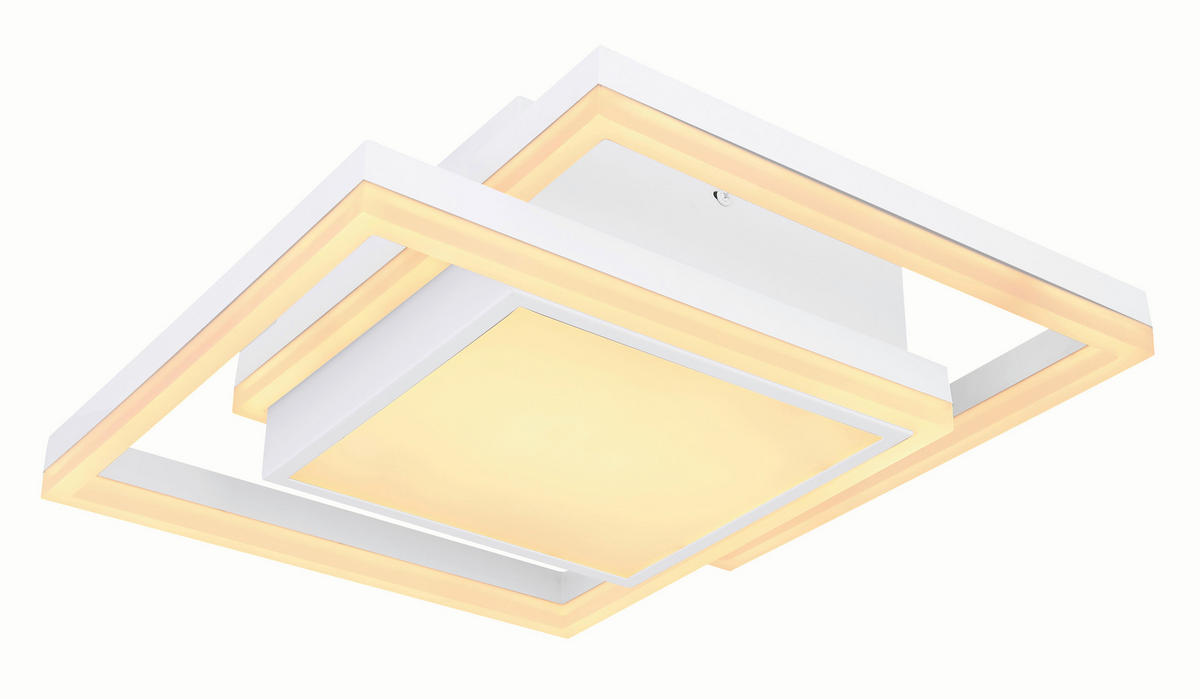 LED-TAKLAMPA 22 W 41,5/41,5/10,5 cm  - vit/opal, Basics, metall/plast (41,5/41,5/10,5cm) - Globo